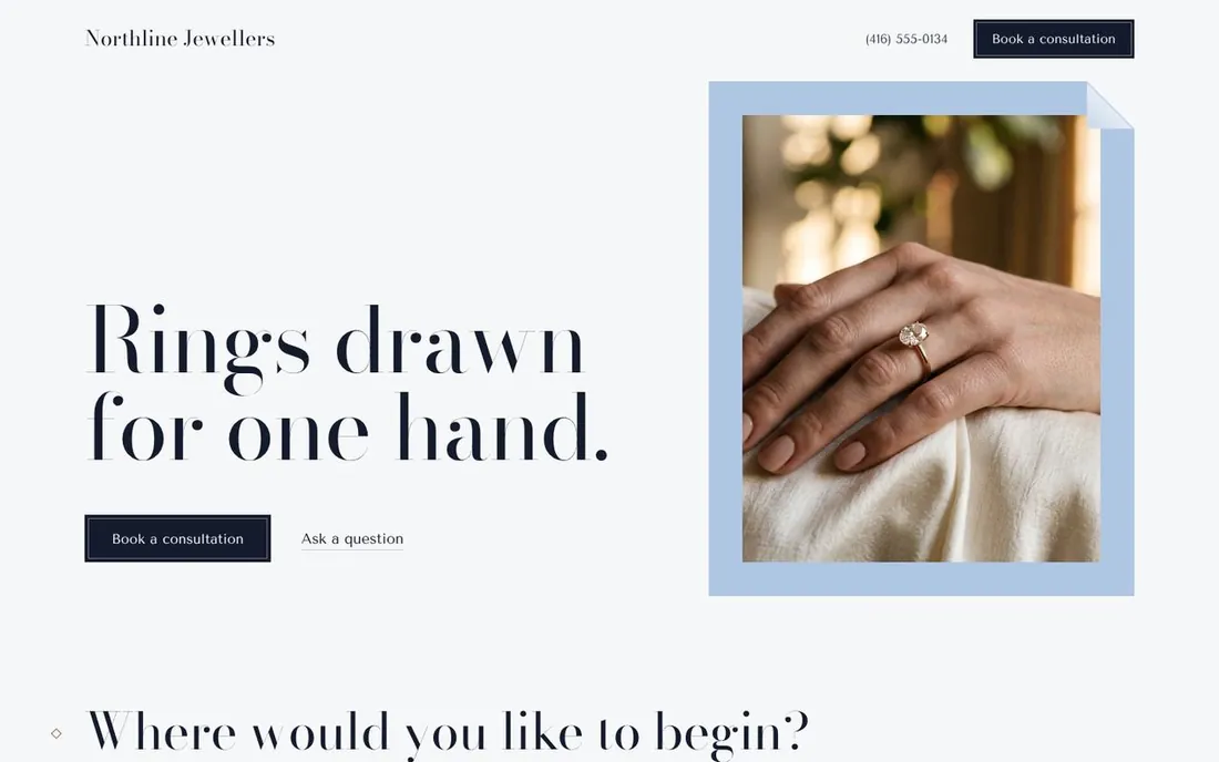 Jewellery landing page on a computer