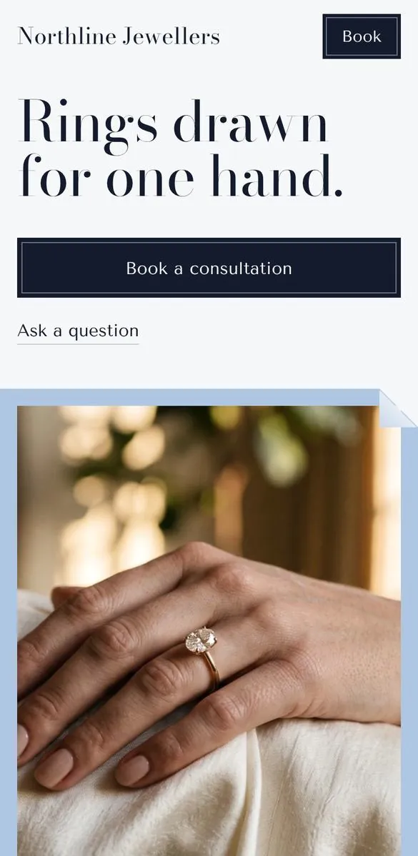 Jewellery landing page on a phone
